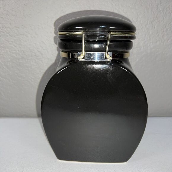 European Coffeehouse Collection Brown & Gold Coffee Canister Jar W/ Locking Lid - Picture 3 of 6